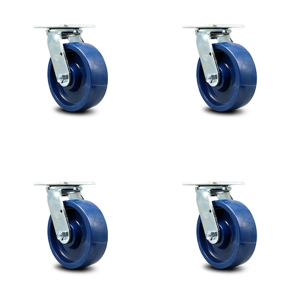 6 Inch Solid Polyurethane Caster Set with Ball Bearing and Swivel Lock SCC